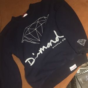 diamond supply crew neck in navy blue